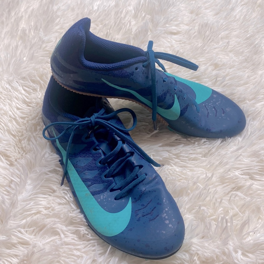 Nike Blue & Green Track Shoes Size 9 Excellent Condition
